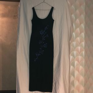 Black velvet evening dress